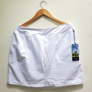 NWT Tee Time Golf Skirt with Shorts Skort Tennis Athletic Mini White Size L